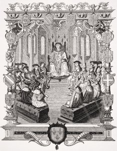 シャルルドブルボンの民事裁判（1490〜1527年）フランスピアの前、1523年、ポールラクロワによる「ルモヤンエイジエラルネサンス」からの「モンフォコンのラモナーキーフランソワーズ」の彫刻後 作： French School